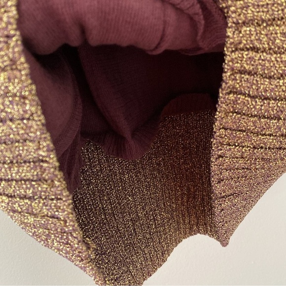 FINAL DROP. NWT* FOR LOVE & LEMONS • Sparkle KNITZ Metallic Rose Gold Mini Dress - Picture 11 of 11